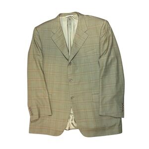Canali Tan Beige Plaid Suit Jacket Super 120’s Virgin Wool Sport Coat Blazer 46R
